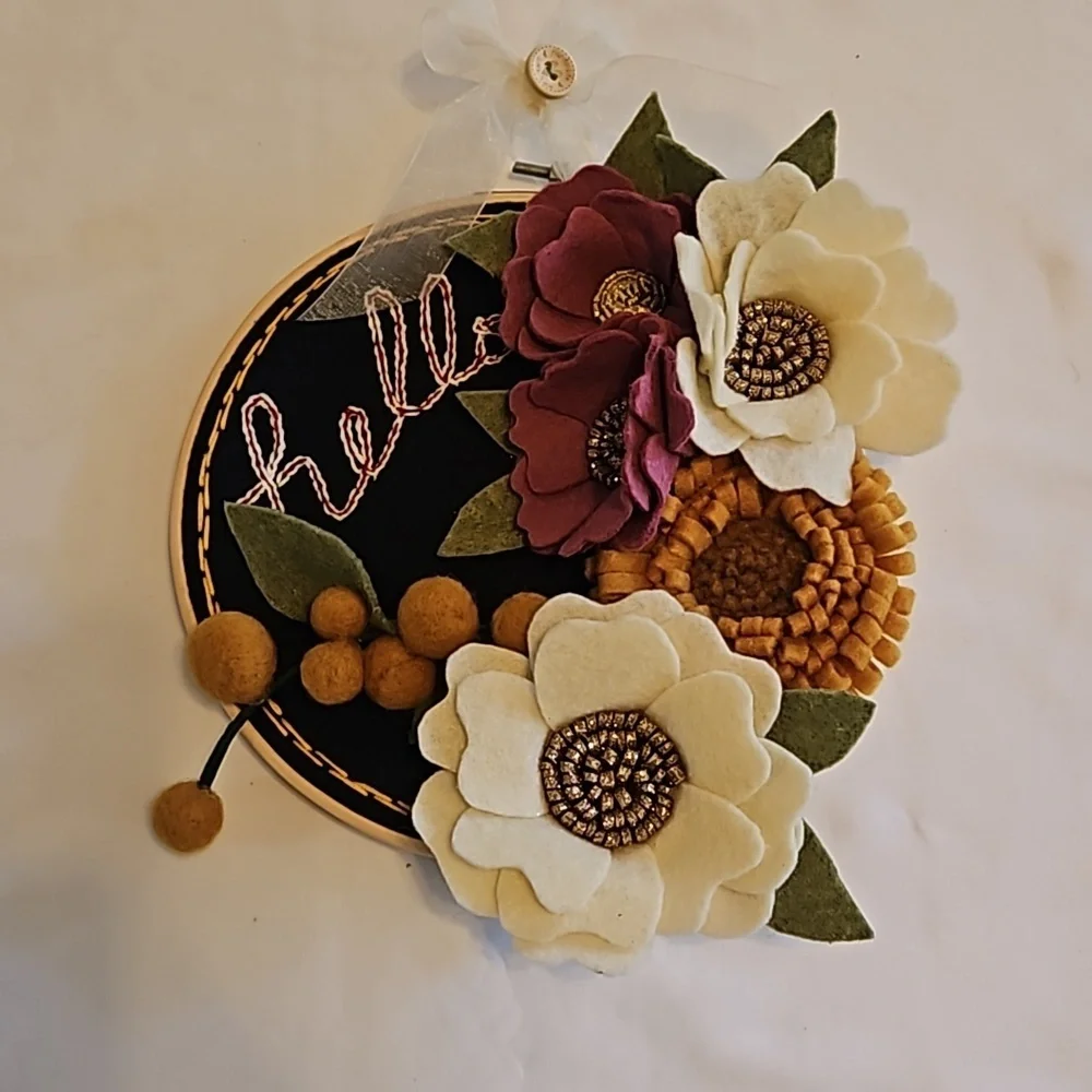 Hand Crafted Floral Wall Decor Hello Sign